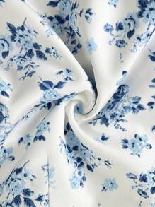 Chiquease 女式短袖前系带印花短款优雅连衣裙