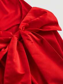 SHEIN MOD Vestido de mujer con escote halter y lazo en la espalda en color rojo, vestido elegante y clásico para el Día de San Valentín, vestido de cumpleaños para mujeres, atuendo sexy para club, vestido para invitada de boda, vestido para cita nocturna