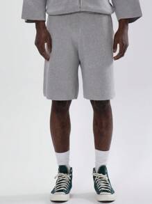 Musero Men Basics Style Plain Jersey Track Shorts Only Spring Summer - Grey - View 2