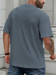 Manfinity RSRT Plus Size Heren Effen Kleur Ronde Hals Korte Mouw T-shirt, Casual Dagelijkse Kleding