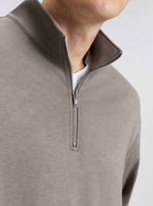 Ontre Sudadera con capucha casual de manga larga con cremallera delantera de unicolor para hombres - Marrón - Ver 5