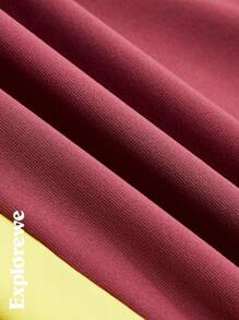 SHEIN Áo thun tay dài in chữ khối màu cổ tròn tay raglan cho bé gái tuổi mới lớn - Màu hồng gỉ - Xem 6