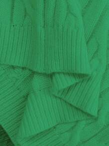 EMERY ROSE Fashionable Blogger Style Twisted Rope Design Crew Neck Knit Sweater, Versatile For Autumn/Winter - Green - View 6