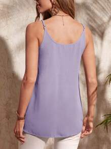 SHEIN Clasi Women's Vacation Casual Solid Color Pleated Slip Camisole - Mauve Purple - View 2