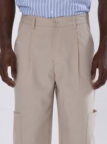 Musero Pantalones de chándal de estilo cargo con bolsillos grandes y pierna recta, para primavera y verano - Café integral - Ver 5