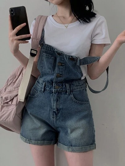 DAZY 女式破洞牛仔背带裤，适合所有季节秋冬