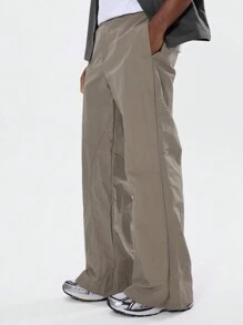 Musero Flare Fit Basics Plain Shell Track Jogger Trouser Casual Streetstyle Winter Capsule Wardrobe - Grey - View 3