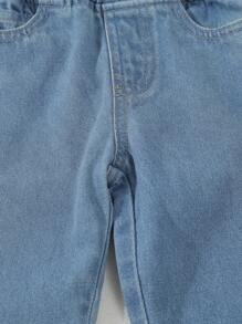 Baby Boy Elastic Waist Pockets Loose Tapered Casual Denim Jeans