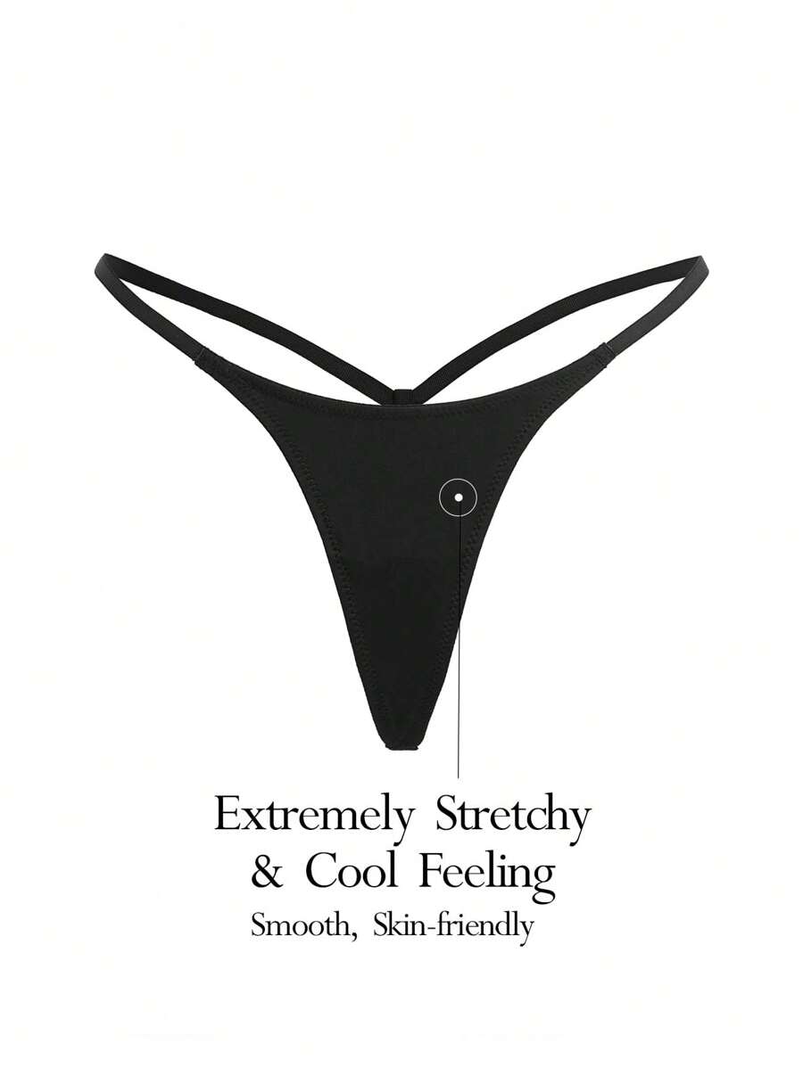 Ocili Leisure Extremely Stretchy & Smooth Low Waist Micro Sexy G-String - Black - Black - View 1