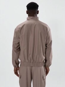 Musero Woven Full Zip Pocket Jacket - Brown - View 3