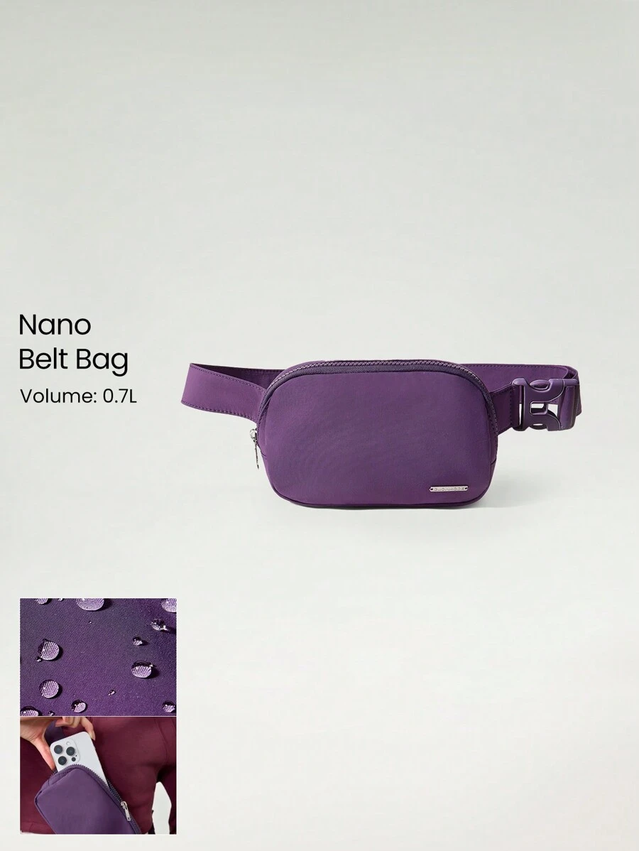 GLOWMODE 0.7L Matte Zipper Everywhere Belt Bag Water Repellent Waist Crossbody Bags With Adjustable Strap - Purple - View 1