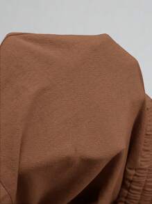 Elaquor 2 Pcs/Set Plus Size Solid Color Shorts With French Ruffle Hem Spring To Summer - Brown - View 12