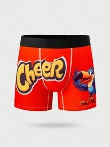 Men's Digital Print Patchwork Simple Boxer Brief, Casual Daily Wear