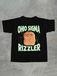 Manfinity Dauomo Ohio Sigma Rizzler Humorous Graphic Print Men's T-Shirt