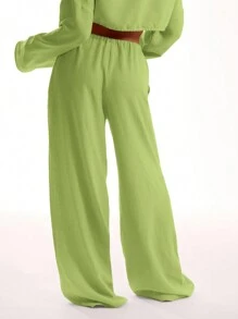 MUSERA Pantalones de lino con nudo delantero, bohemios, elegantes, para vacaciones, Ibiza, aeropuerto, Acción de Gracias