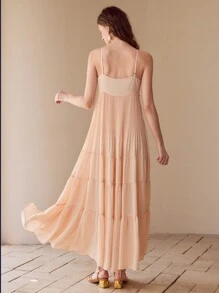 MOTF PREMIUM CONTRAST SEQUIN FLOWY CAMI DRESS,SPRING/SUMMER - Apricot - View 8