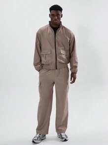 Musero Woven Straight Leg Pocket Joggers - Brown - View 1