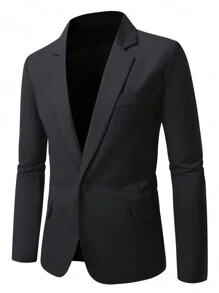 Manfinity Mode Plus Size Men's Front Button Long Sleeve Pocket Simple Casual Suit Jacket Prom For Men, Simple Fashion Casual Daily Wear Casual Formal Blazer