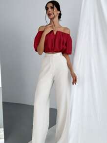 Aloruh 女士露肩收腰休闲衬衫上衣