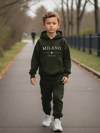 Young Boy 2pcs Casual Sports Running Streetwear, Suitable For Autumn/Winter
