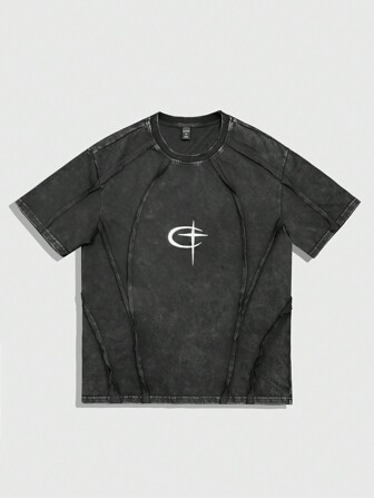 Grunge Punk Men's Grunge Crew Neck Short Sleeve Printed Casual T-Shirt, Minimalist Daily Wear