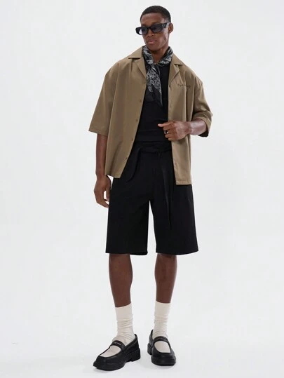 Musero Quarter Sleeve Drop Shoulder Button Through Revere Collar Embroided Shirt Oversized Top Spring Summer Essentials