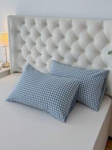 1个100%纯棉枕套，纱线染色水洗棉麻质感枕套，信封式枕套，男女通用，适用于宿舍、卧室、学校等场所，可作宿舍装饰、卧室装饰，简约格纹条纹图案 - 彩色 - 查看 7