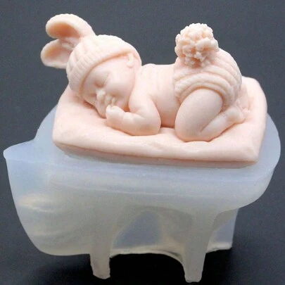 1 件半透明熟睡婴儿硅胶蜡烛制作模具手工艺品家居装饰