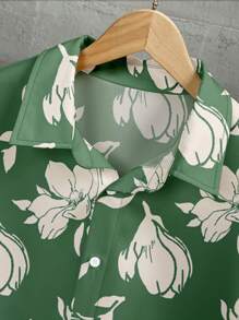 OTTIMOZO 男式正面纽扣短袖全印花休闲衬衫 - 彩色 - 查看 3