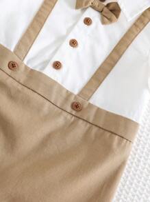 Cozy Pixies Baby Boy Contrast Color Collar Short Sleeve Romper Shorts, Casual And Versatile