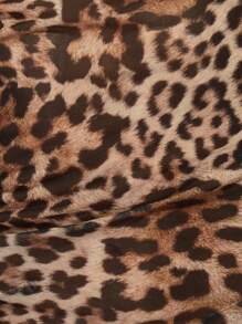 MISSGUIDED Leopard Print Beach Cover Up Dress Mesh Sheer Maxi Length Cowl Neck Bodycon Evening Party Cruise Resort Vacation Dress Swim Cover Up - Multicolor - View 3