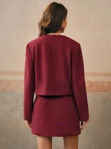 Anewsta 2 件套女士优雅手工花朵耳钉水钻仿珍珠，秋季 - 酒紅色 - 查看 2