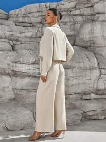 Breezaya Conjunto de 2 piezas de verano para mujer, con tejido liso - Albaricoque - Ver 2