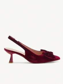 CUCCOO CHICEST Women's Red Velvet Bow Slingback Flats, Elegant For Commute, Date, Wedding, Office, Formal Events Spring Shoes Spring Break Easter