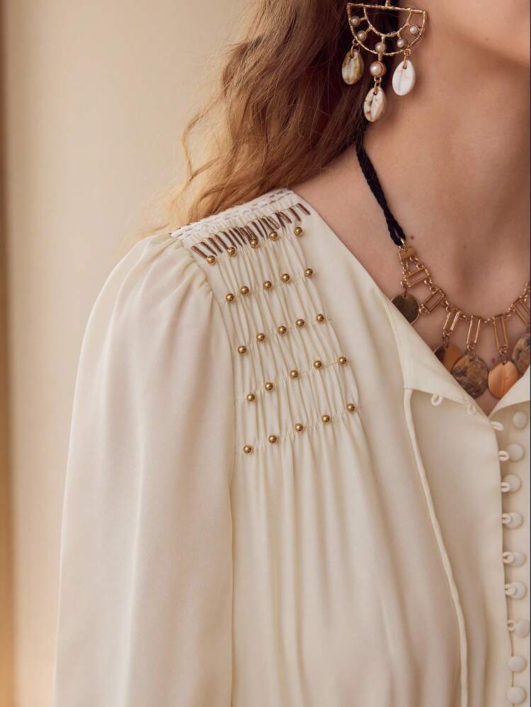 GATHERED TIE NECK DRESS,SPRING/SUMMER