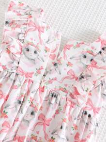 Cozy Pixies Baby Girl Ditsy Floral Ruffled Square Collar Romper - Pink - View 4