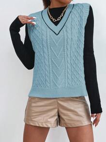 Roamenne Roamenne Women's Solid Color V-Neck Sleeveless Simple Casual Knit Top - Multicolor - View 4