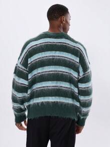 Musero Fluffy Knit Mohair Contrast Striped Crewneck Jumper SPRING SUMMER - Multicolor - View 3