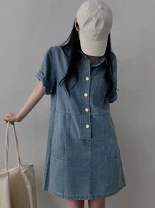 DAZY Women's Casual Denim Dress, Minimalist & Fashionable For Everyday Wear Sundress