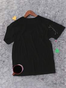 Glimmora Funny Meme Cat Graphic Round Neck T-Shirt For Women - Black - View 2