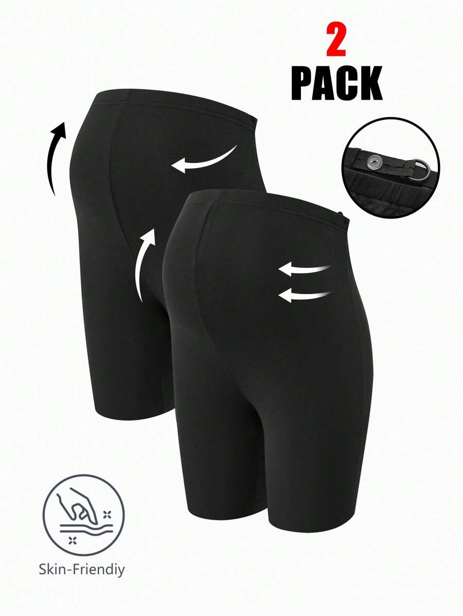 SHEIN Adjustable Waist Black Maternity Leggings, Versatile