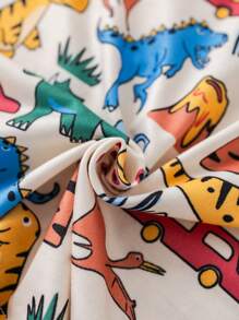 6 paquetes de camisetas de cuello redondo con estampado completo de dinosaurios y animales, casuales, universitarias, cómodas, de moda, simples y prácticas para niños pequeños