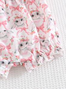 Cozy Pixies Baby Girl Ditsy Floral Ruffled Square Collar Romper - Pink - View 7