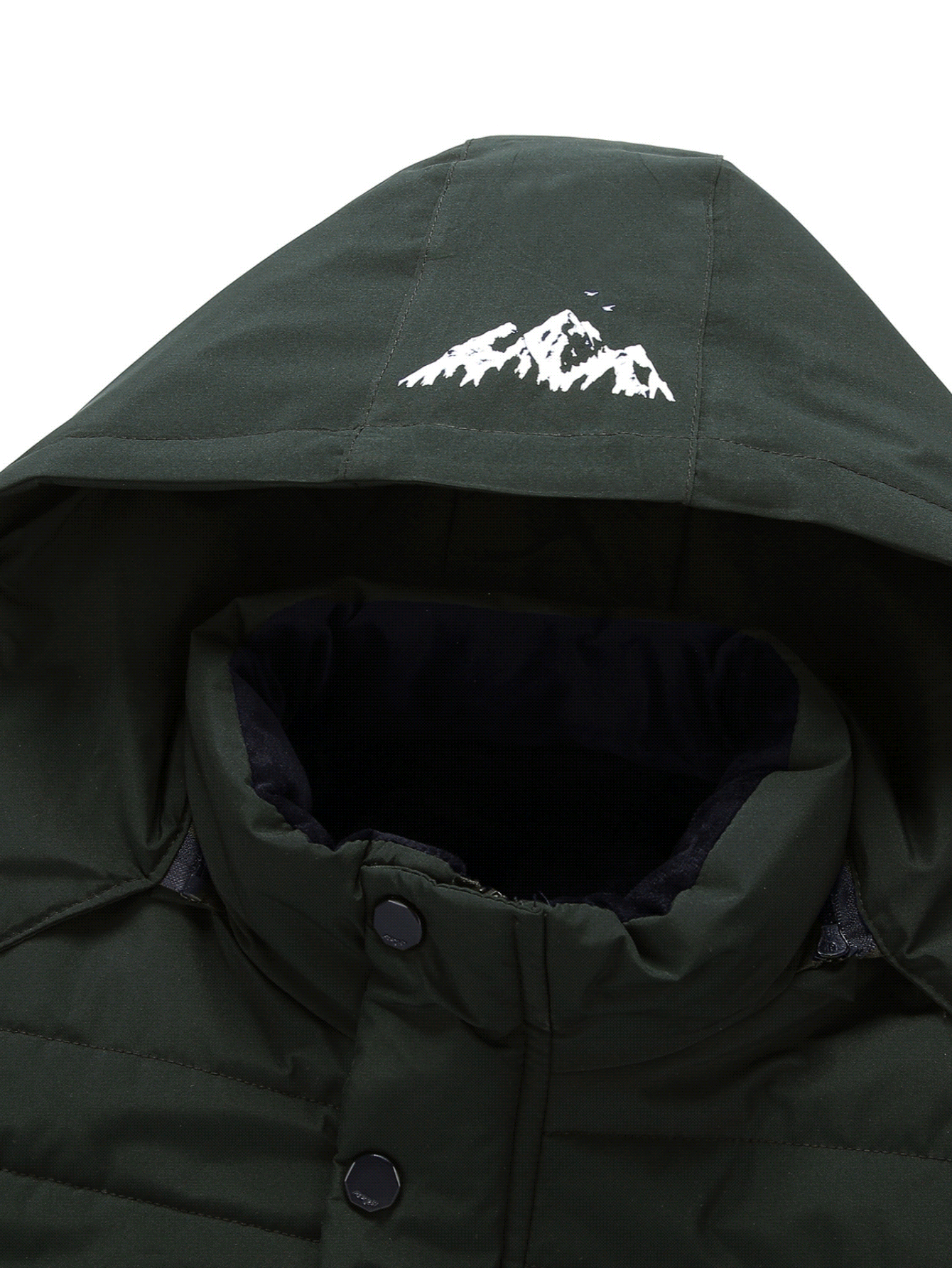 Manfinity Homme 男士带可拆卸毛内衬的保暖羽绒服 - 軍綠色 - 查看 5