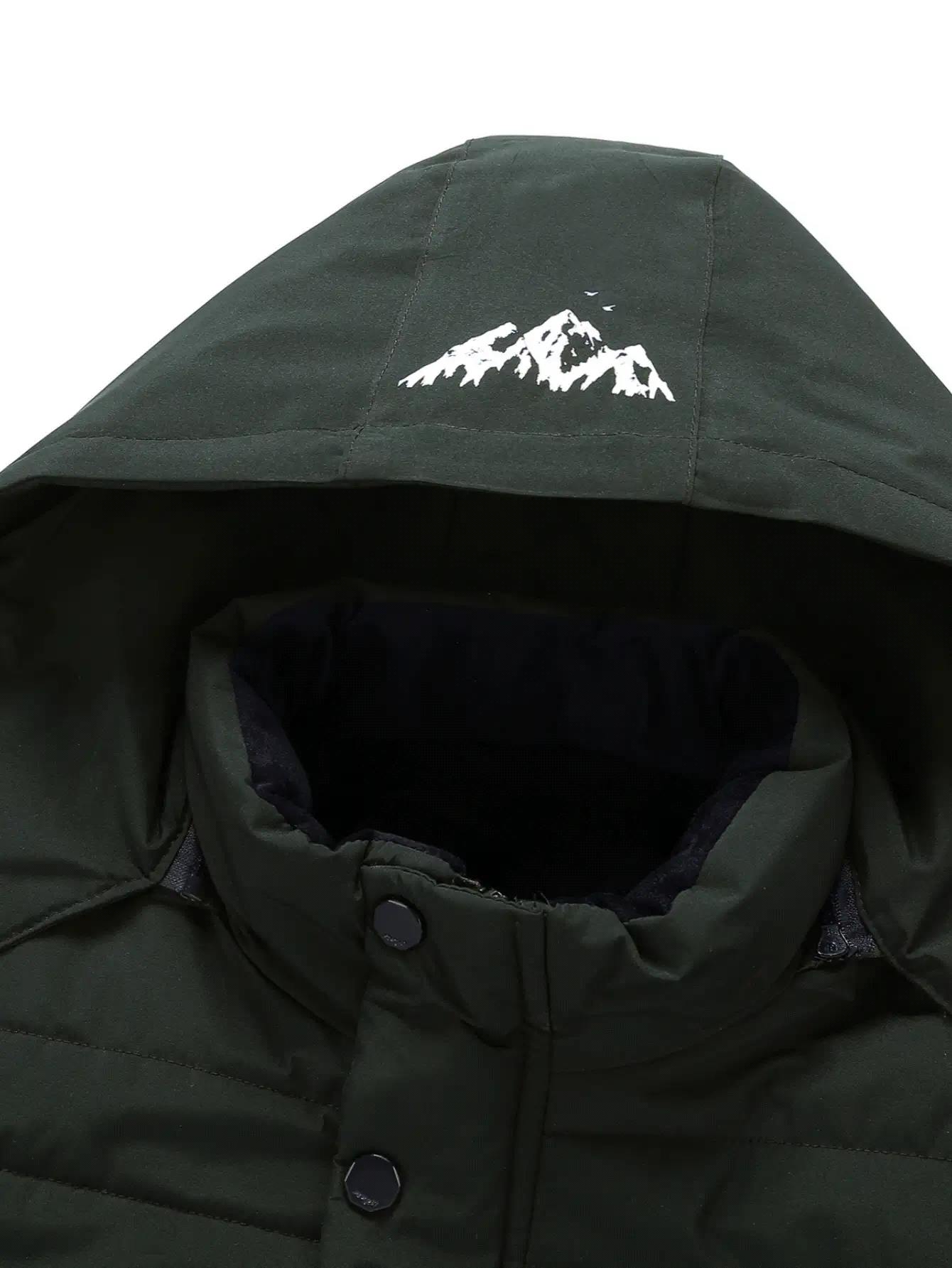 Manfinity Homme Men's Padded Coat With Removable Fur Lining, Cold Proof - Army Green - View 5