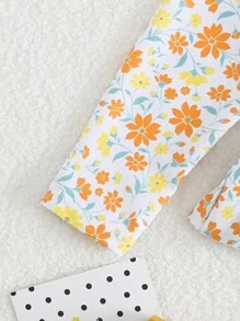 SHEIN 年轻女孩随意碎花拉链后背连体泳衣，夏季防晒 - 彩色 - 查看 3