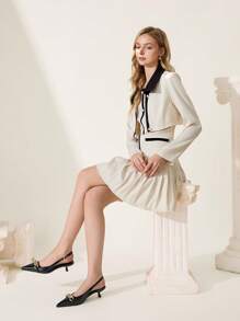 CUCCOO CHICEST Women's Simple Striped Low Heel Flats Spring Shoes Spring Break Easter Prom Heels