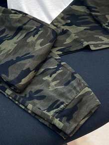 2pcs Set Young Boys Casual Street-Style Patchwork Camouflage Round Neck Short Sleeve T-Shirt And Pants,Fashionable Comfortable Sports Outfits,Summer - Multicolor - View 6
