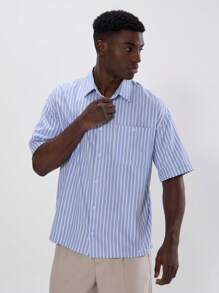Musero Button Up Short Sleeve Striped Shirt