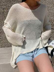 DAZY 宽松镂空简约女式毛衣，休闲简约时尚日常穿着秋季